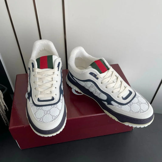 GG 26 Couple Sneakers White Navy Blue Cowhide 631675