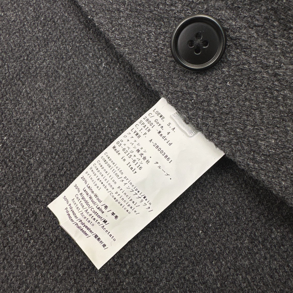 Loewe Logo Embroidered Jacket Gray Polyester Fiber