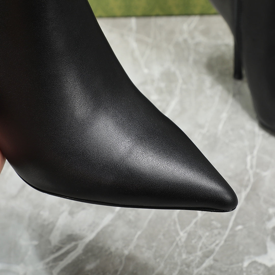 GG Ankle Boots with Chain 105mm Black Calfskin 432682