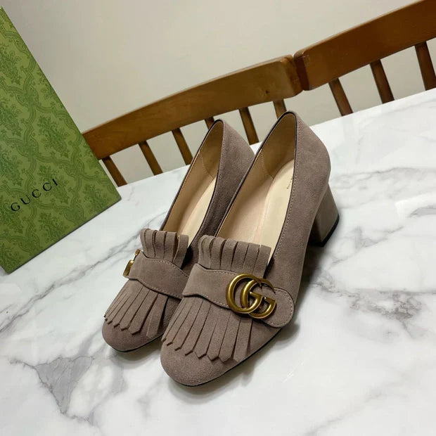GG 26SS Chunky Heel Pump 50 Taupe Suede 640555