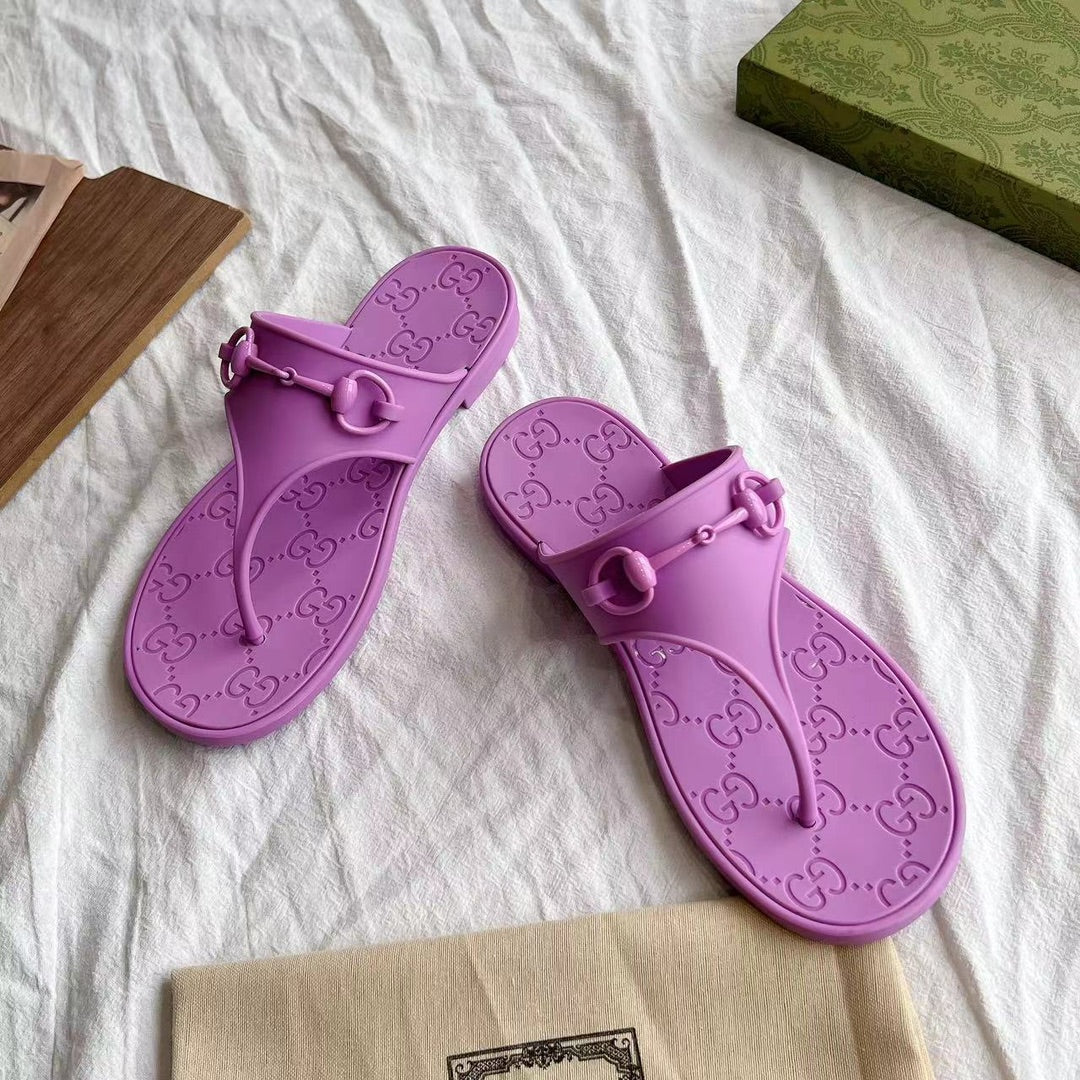 GG 26s Horsebit Thong Sandals Purple Rubber 826210