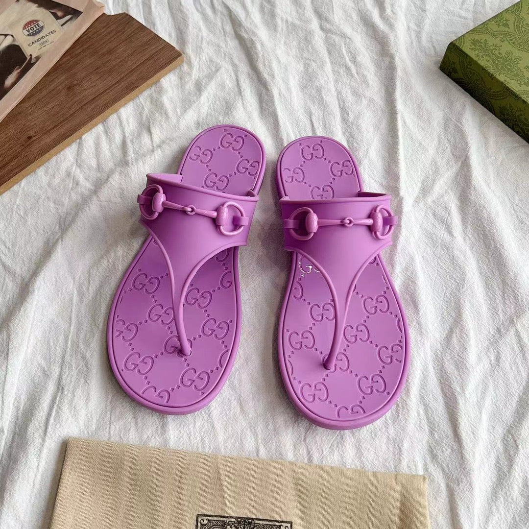 GG 26s Horsebit Thong Sandals Purple Rubber 826210