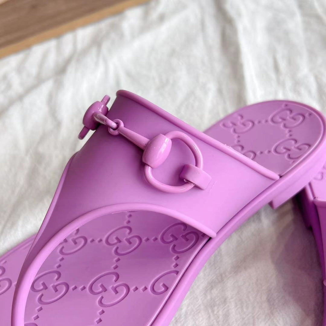 GG 26s Horsebit Thong Sandals Purple Rubber 826210