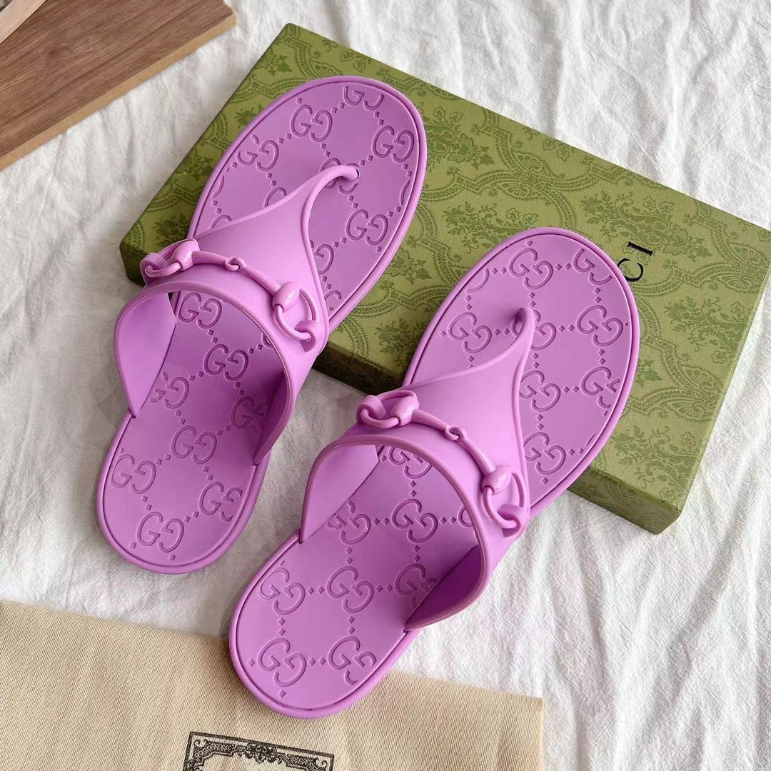 GG 26s Horsebit Thong Sandals Purple Rubber 826210