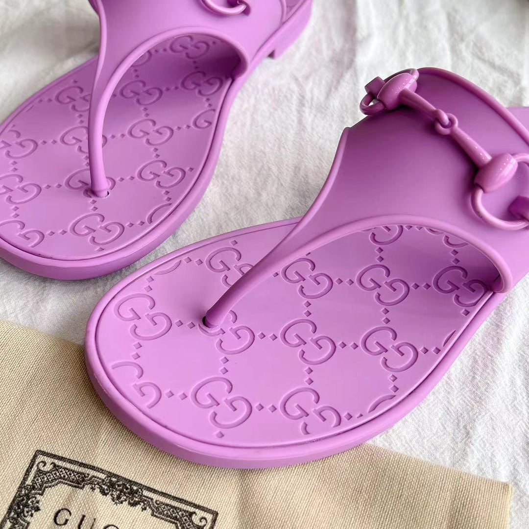 GG 26s Horsebit Thong Sandals Purple Rubber 826210