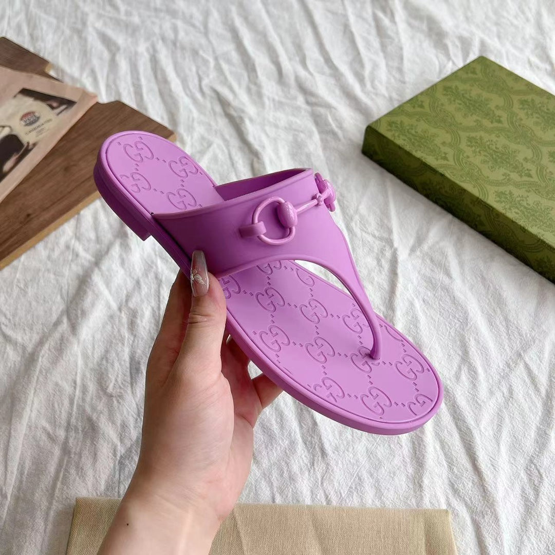 GG 26s Horsebit Thong Sandals Purple Rubber 826210