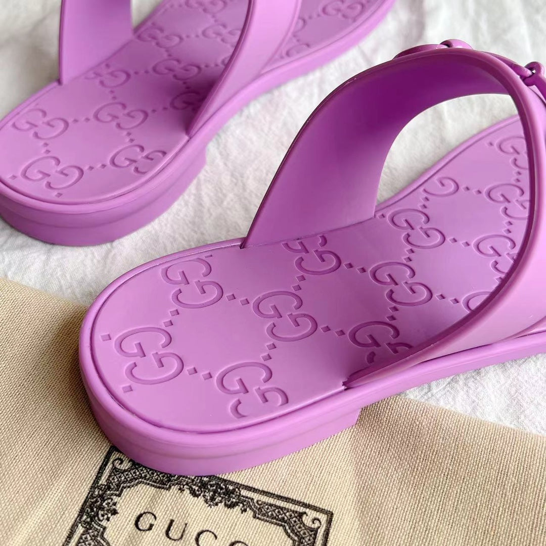 GG 26s Horsebit Thong Sandals Purple Rubber 826210