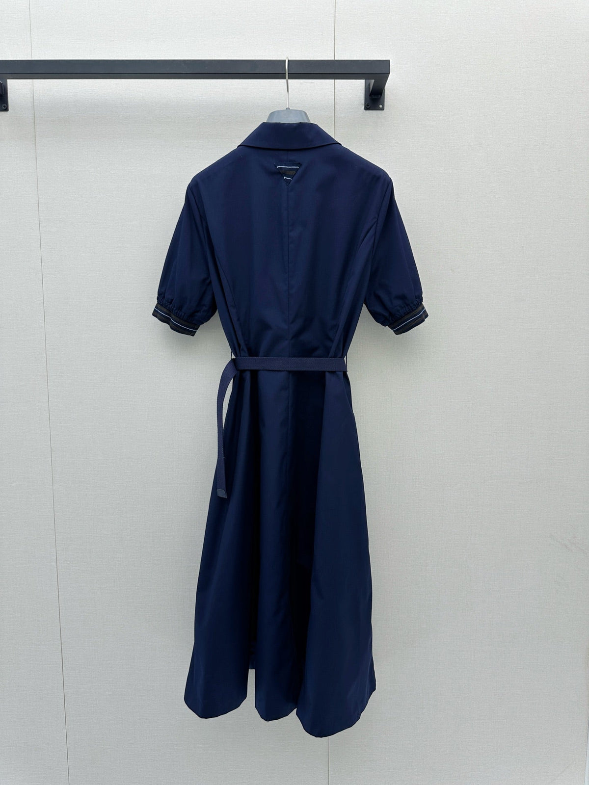 Prada Poplin Dress Navy Blue Polyester Cotton 402790