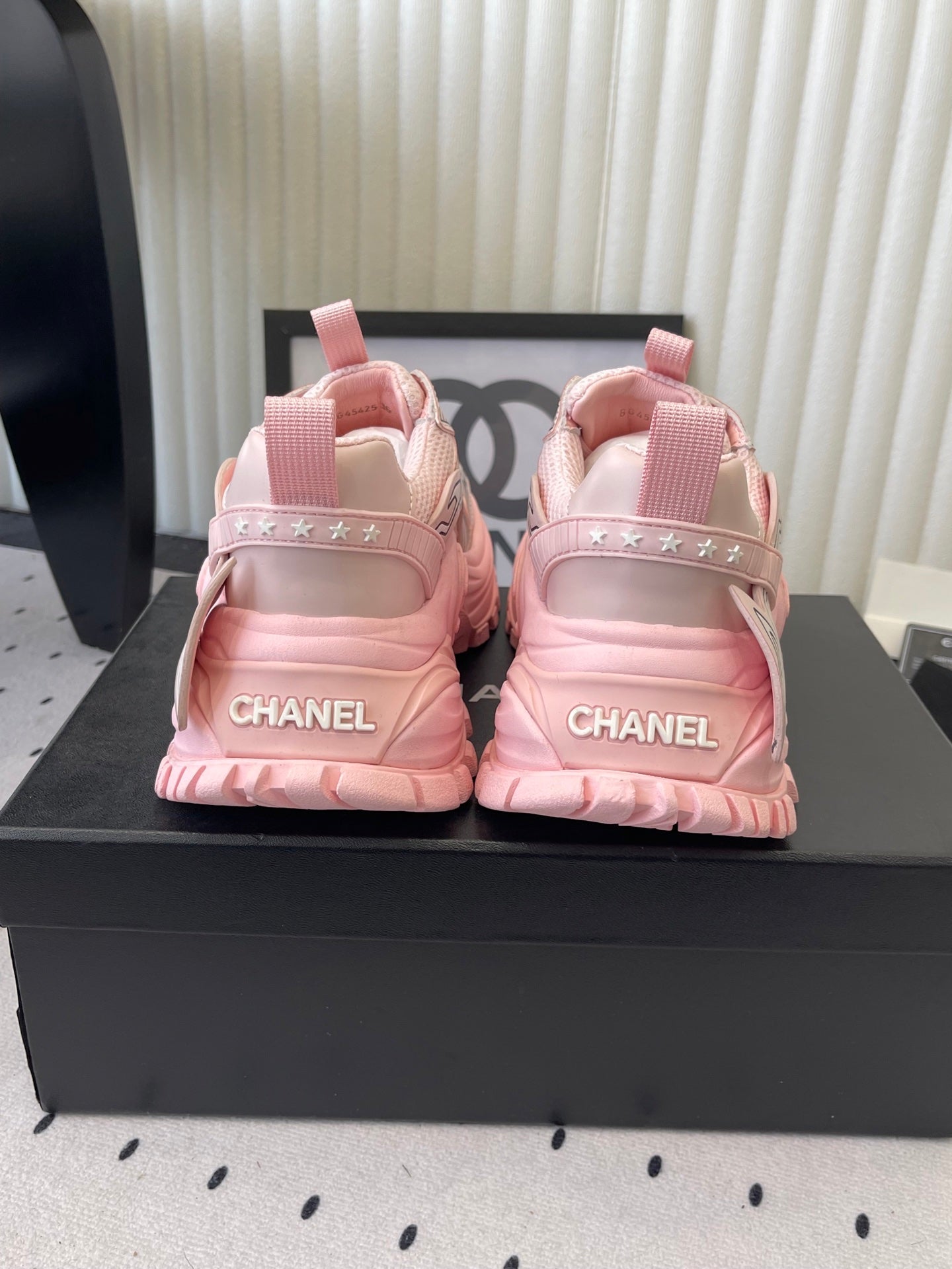 CC Platform Sneakers Pink Mesh Rubber 611800