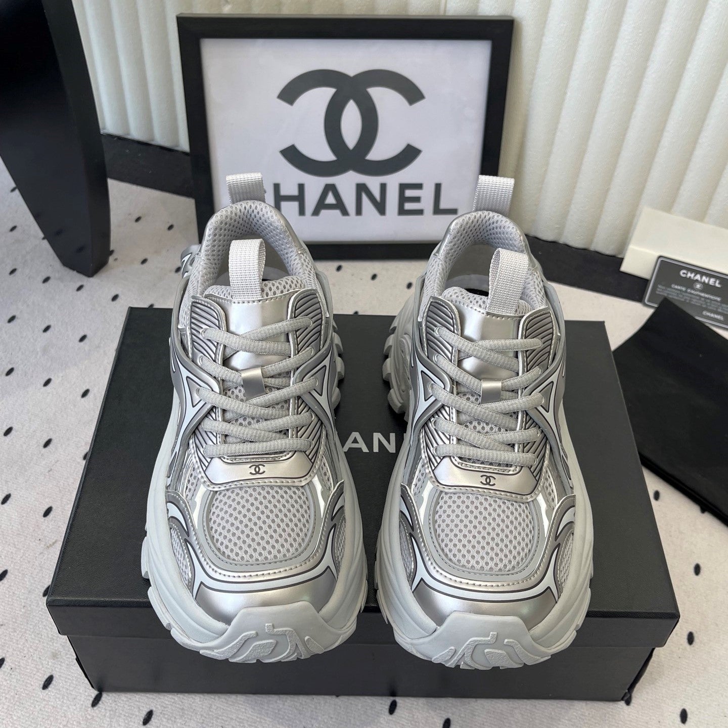 CC Platform Sneakers Sliver Mesh Rubber 611801