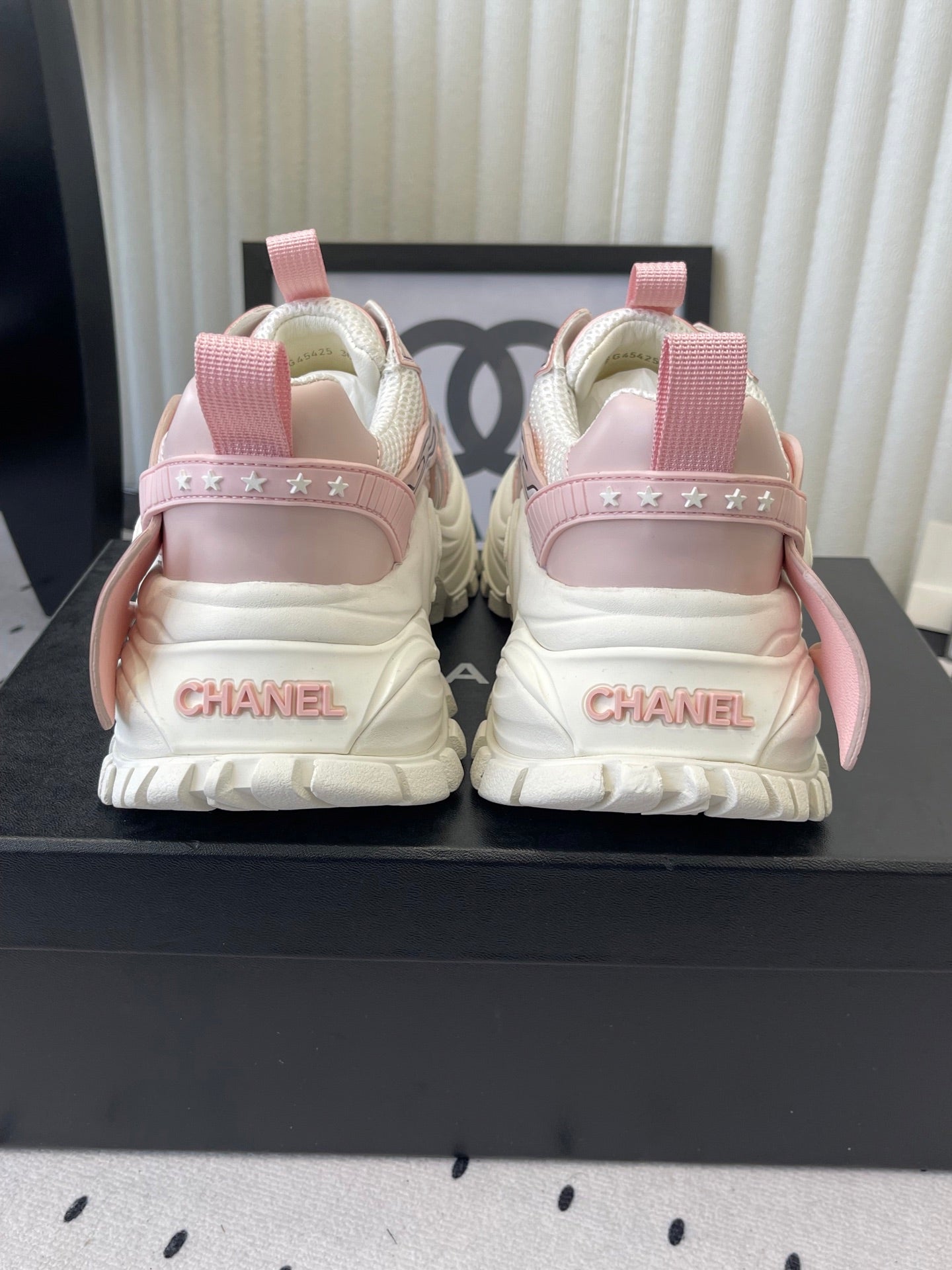 CC Platform Sneakers Pink White Mesh Rubber 611802