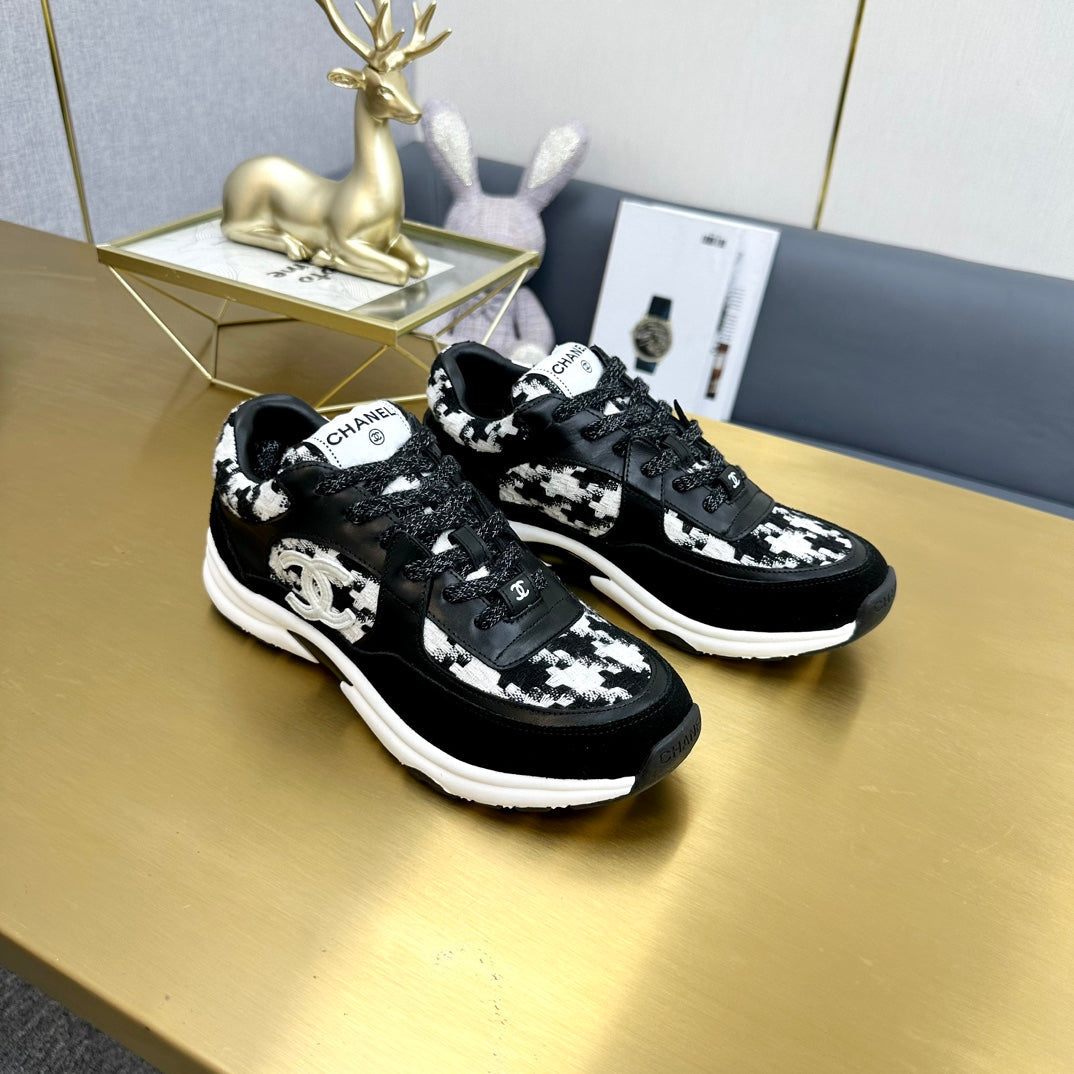 CC 26ss Trainer Black White Tweed Suede Calfskin 668058