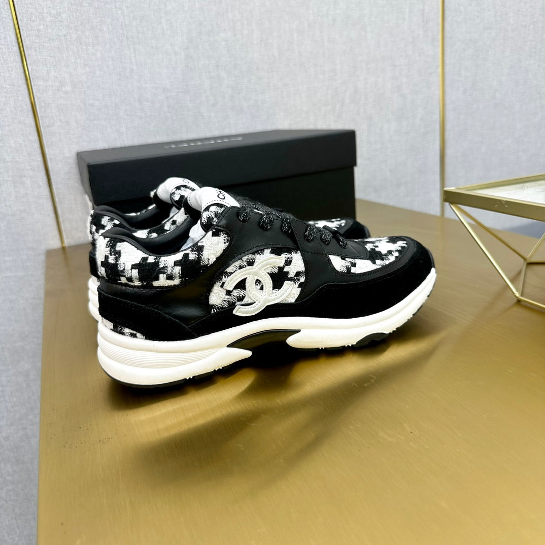CC 26ss Trainer Black White Tweed Suede Calfskin 668058