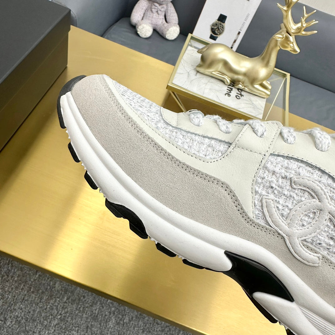 CC 26ss Trainer Ivory White Tweed Suede Calfskin 668061