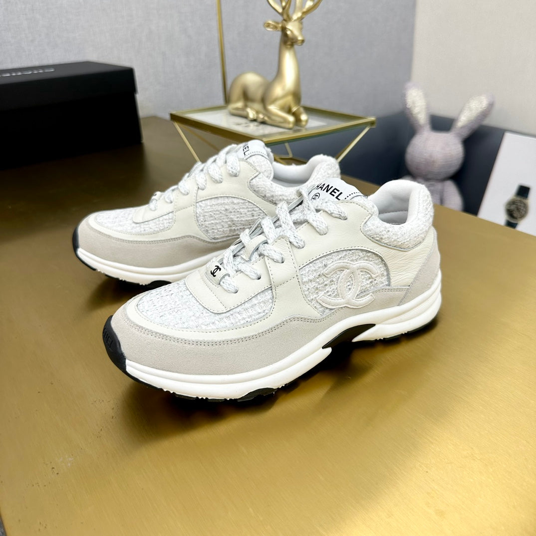 CC 26ss Trainer Ivory White Tweed Suede Calfskin 668061