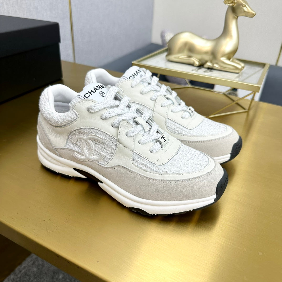CC 26ss Trainer Ivory White Tweed Suede Calfskin 668061