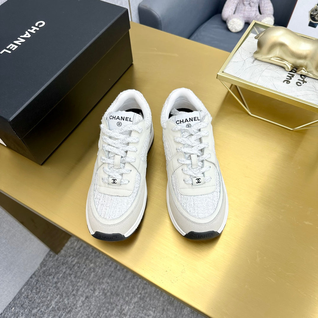 CC 26ss Trainer Ivory White Tweed Suede Calfskin 668061