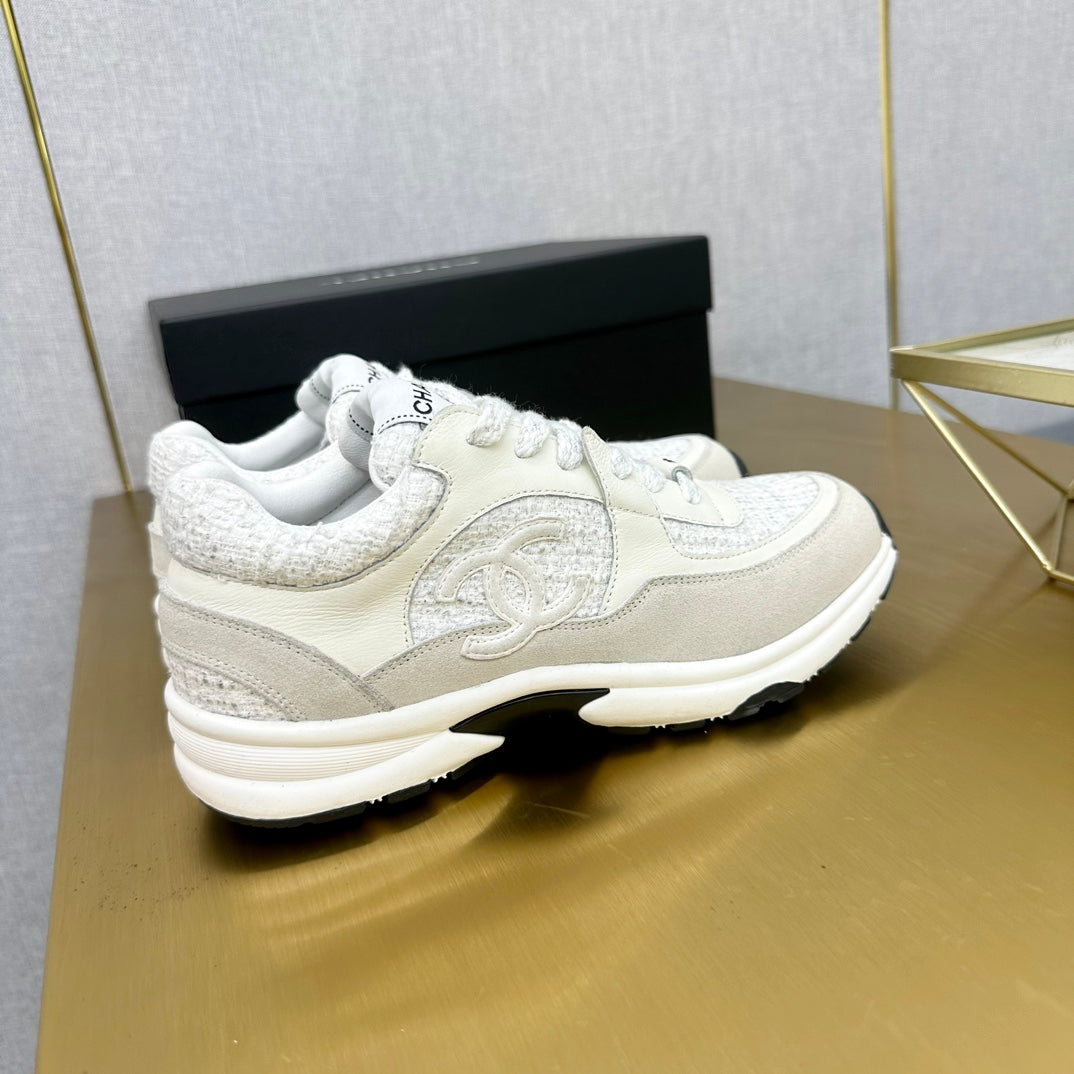 CC 26ss Trainer Ivory White Tweed Suede Calfskin 668061