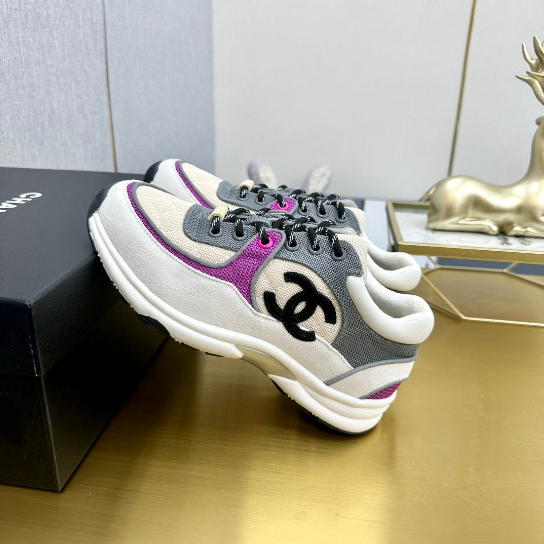 CC 26ss Trainer White Purple Mesh Suede Grained Calfskin 668065