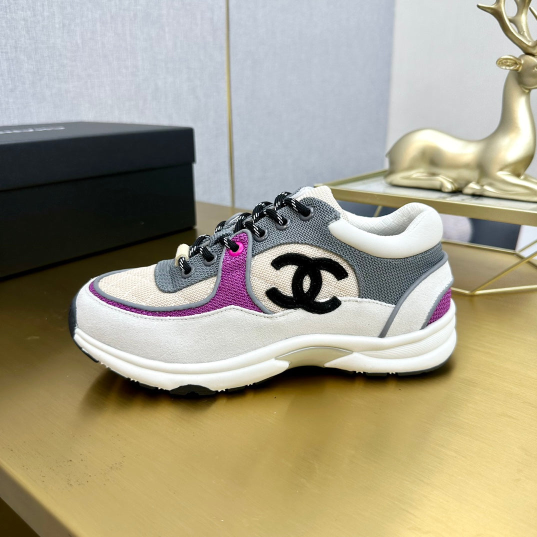 CC 26ss Trainer White Purple Mesh Suede Grained Calfskin 668065
