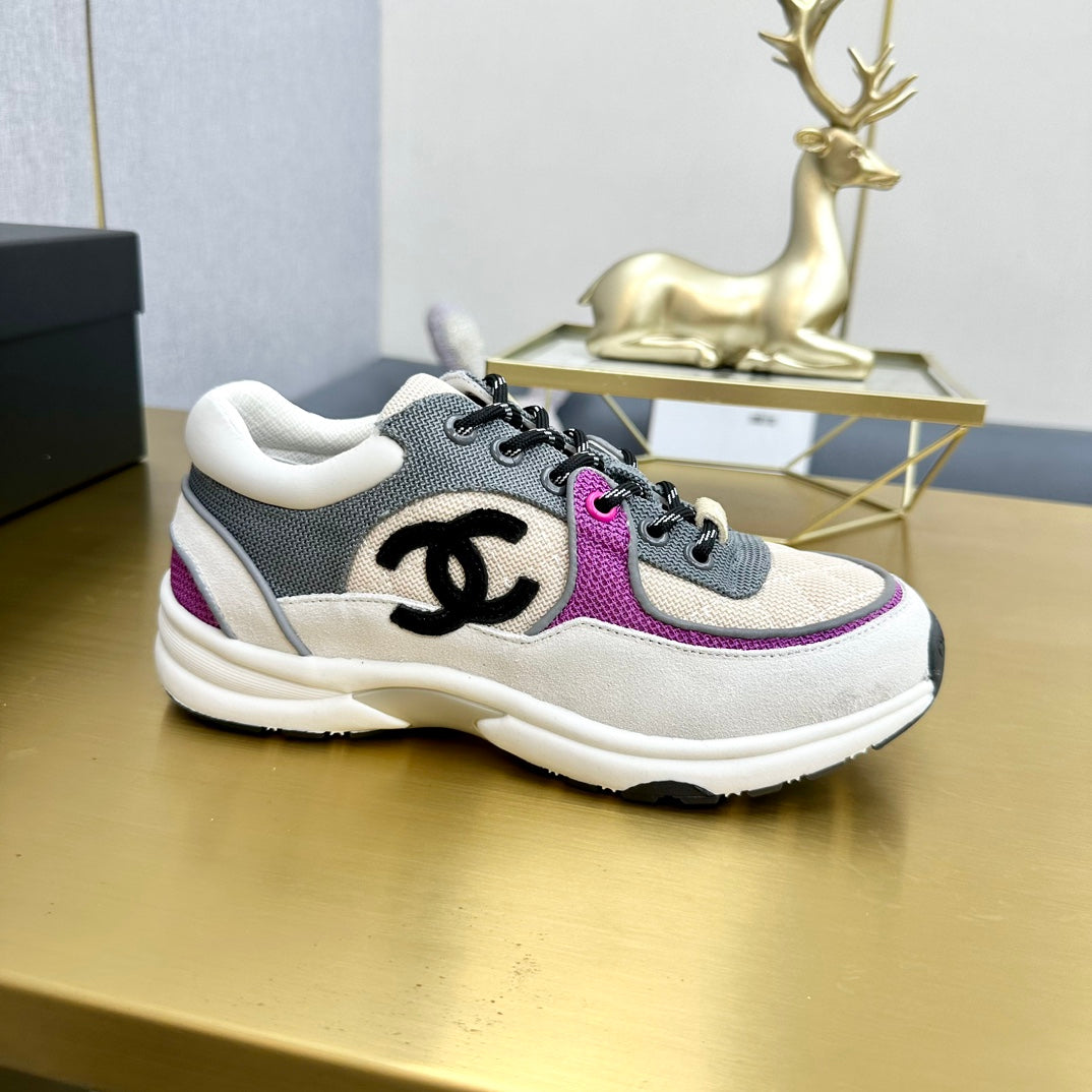 CC 26ss Trainer White Purple Mesh Suede Grained Calfskin 668065