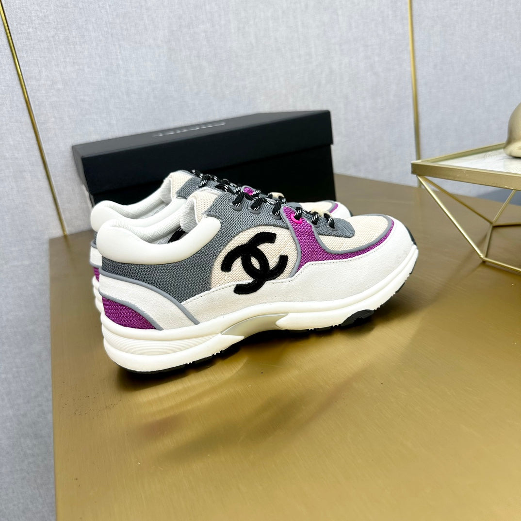 CC 26ss Trainer White Purple Mesh Suede Grained Calfskin 668065