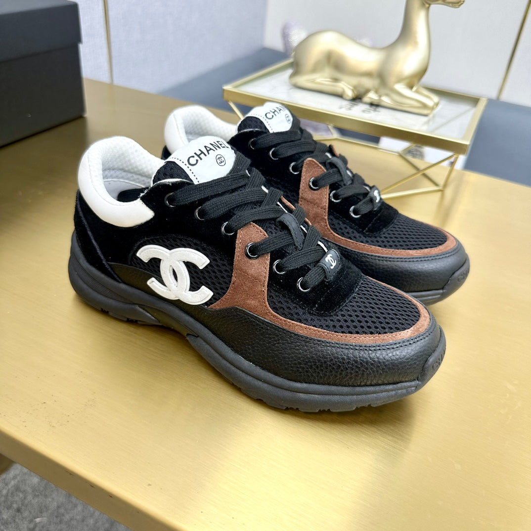 CC 26ss Trainer Black Brown Mesh Suede Grained Calfskin 668066