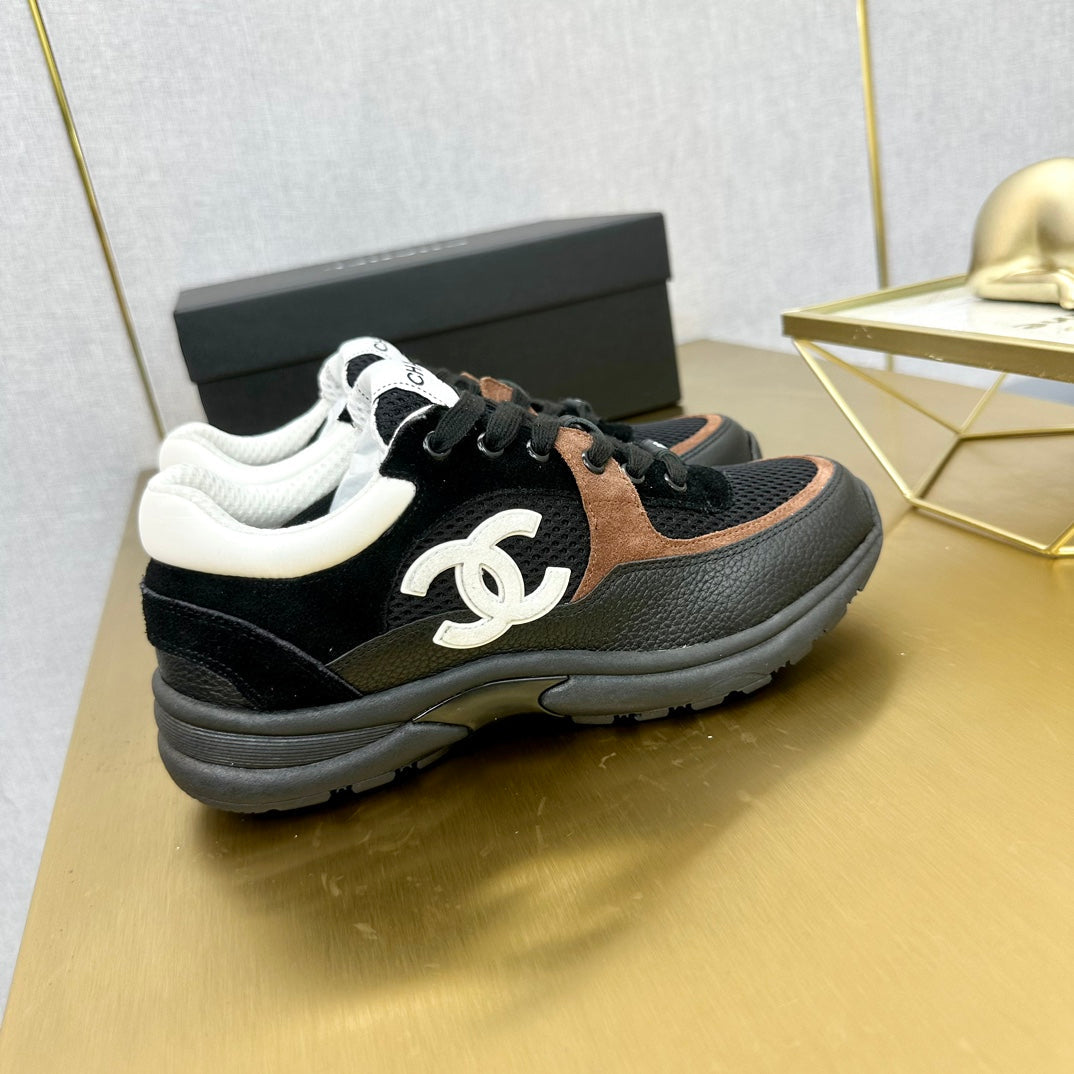 CC 26ss Trainer Black Brown Mesh Suede Grained Calfskin 668066