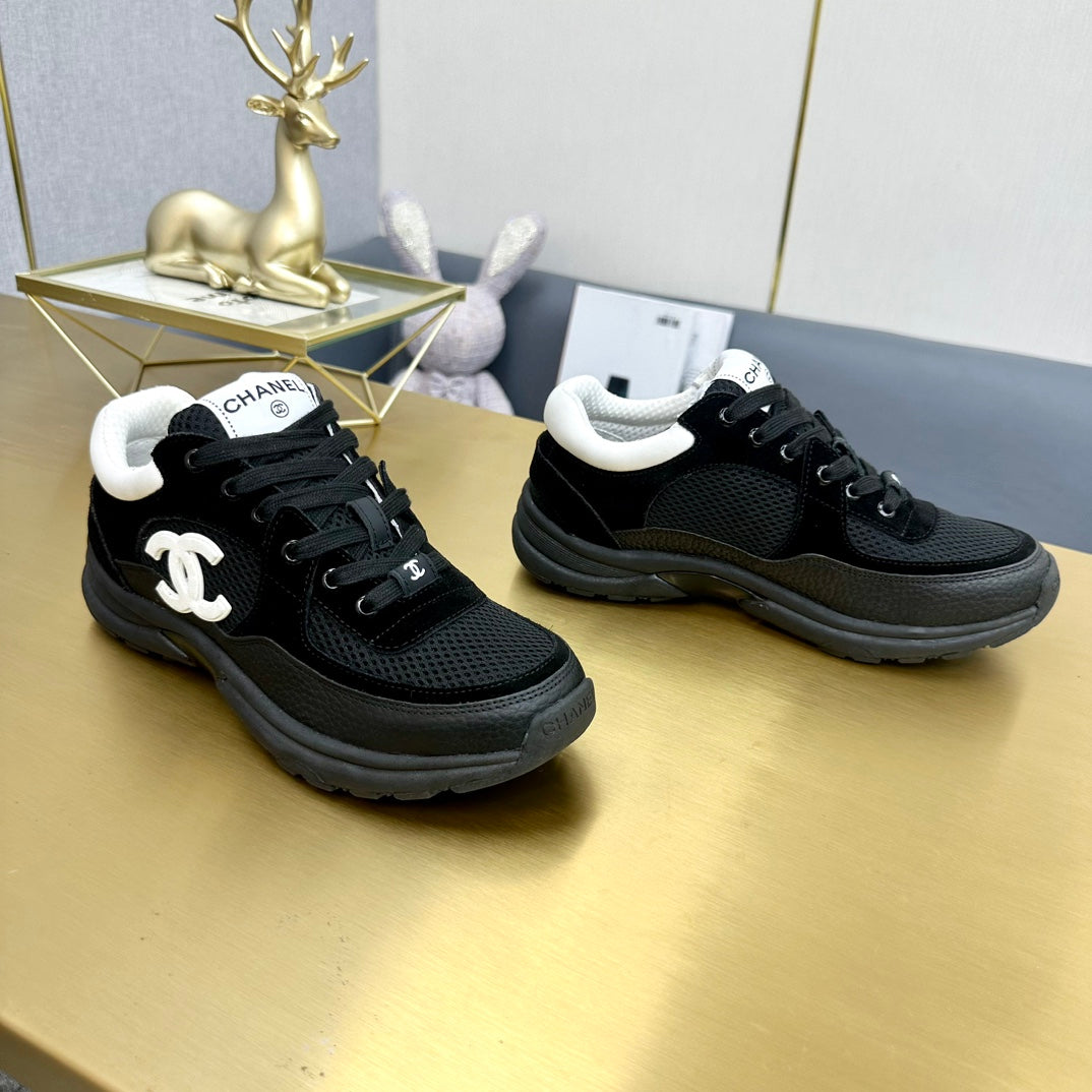 CC 26ss Trainer Black White Mesh Suede Grained Calfskin 668067