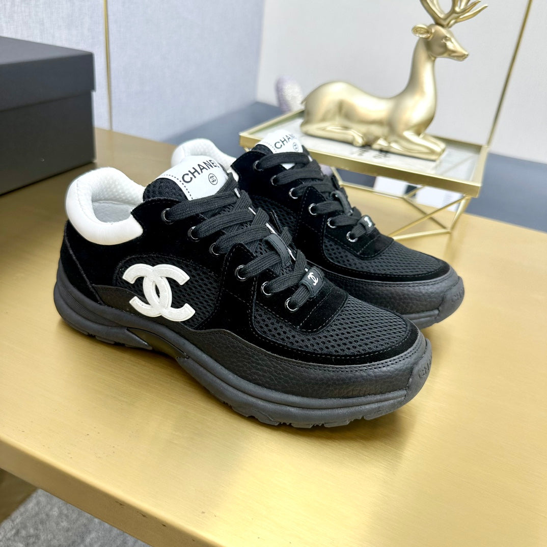 CC 26ss Trainer Black White Mesh Suede Grained Calfskin 668067