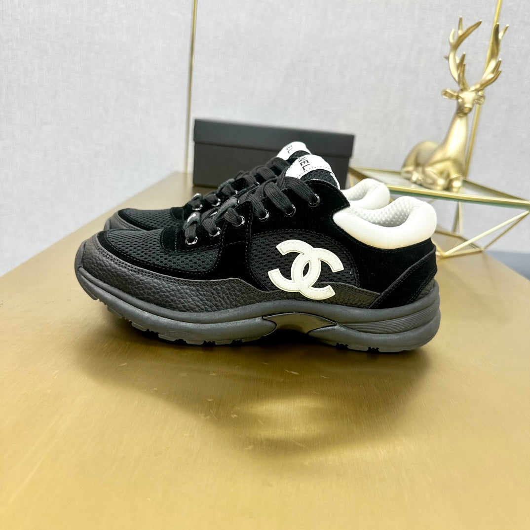 CC 26ss Trainer Black White Mesh Suede Grained Calfskin 668067
