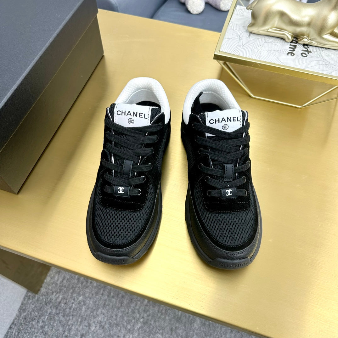 CC 26ss Trainer Black White Mesh Suede Grained Calfskin 668067