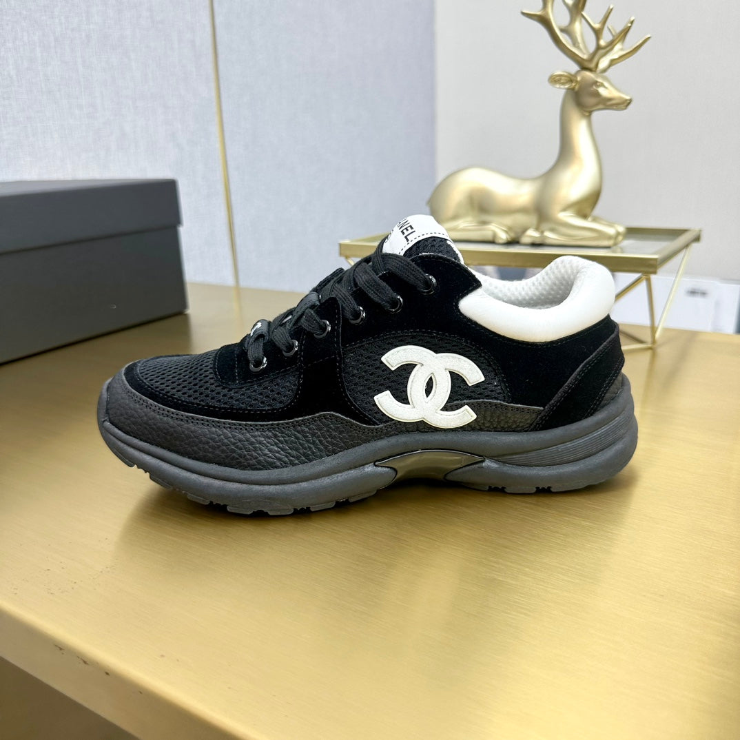 CC 26ss Trainer Black White Mesh Suede Grained Calfskin 668067