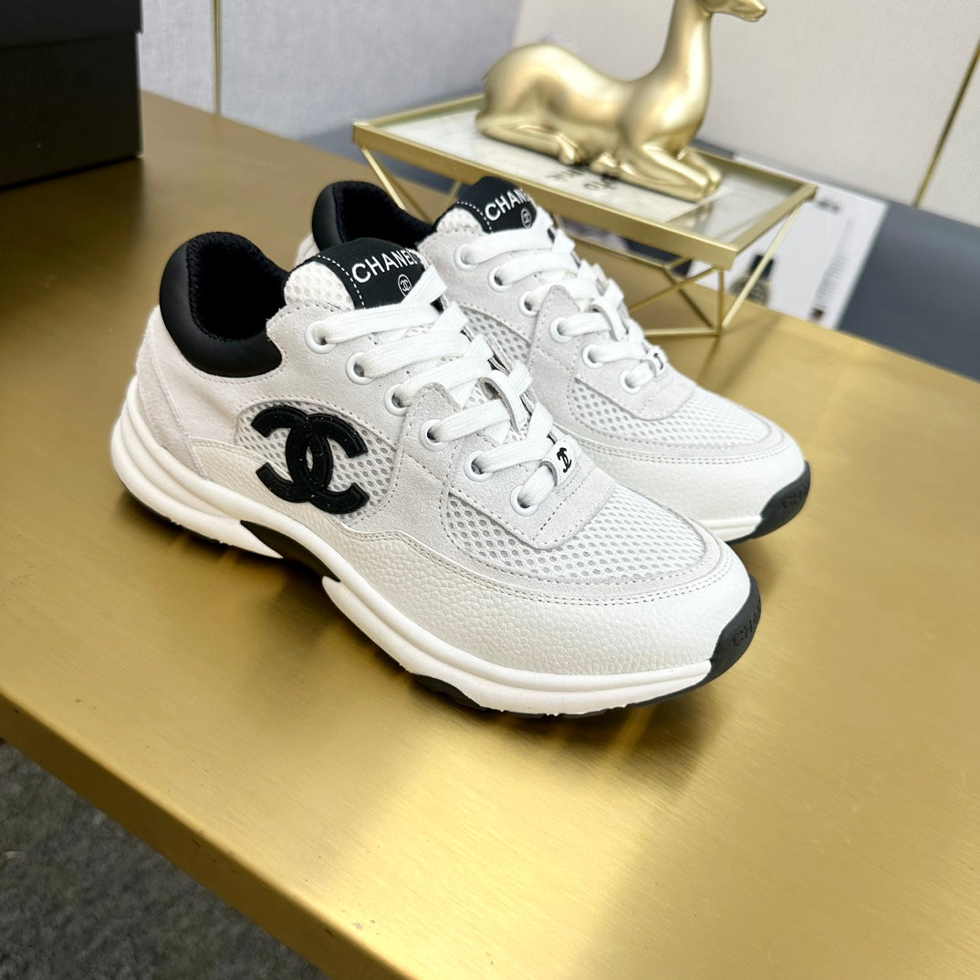 CC 26ss Trainer White Black Mesh Suede Grained Calfskin 668068