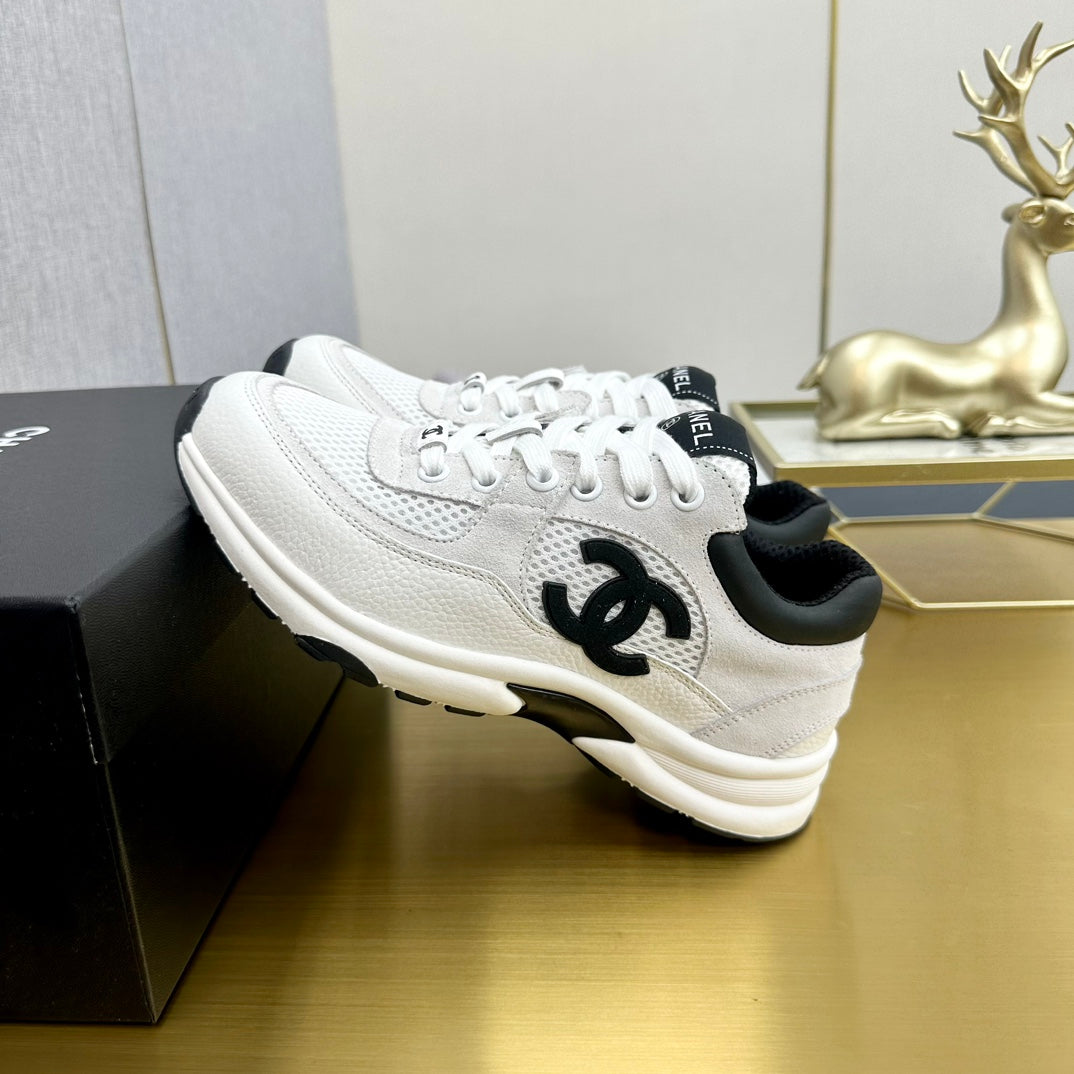 CC 26ss Trainer White Black Mesh Suede Grained Calfskin 668068