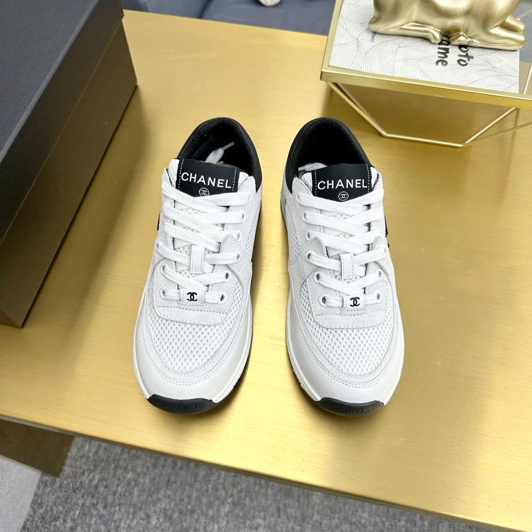 CC 26ss Trainer White Black Mesh Suede Grained Calfskin 668068