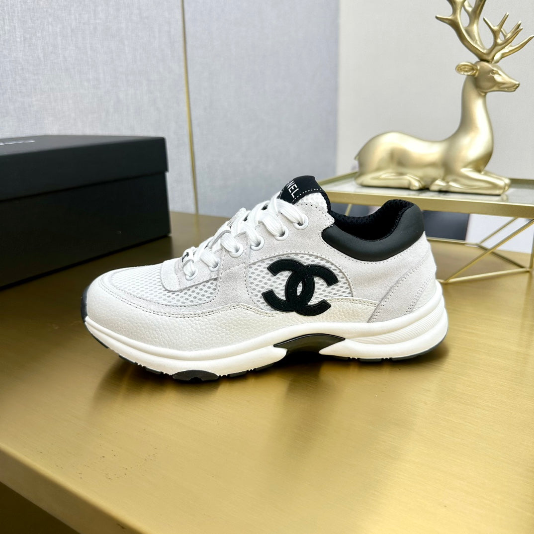 CC 26ss Trainer White Black Mesh Suede Grained Calfskin 668068
