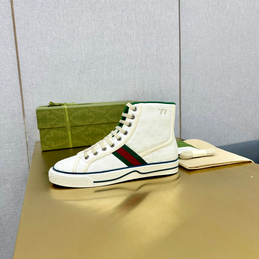 GG TENNIS 1977 HIGH-TOP TRAINER WHITE CANVAS