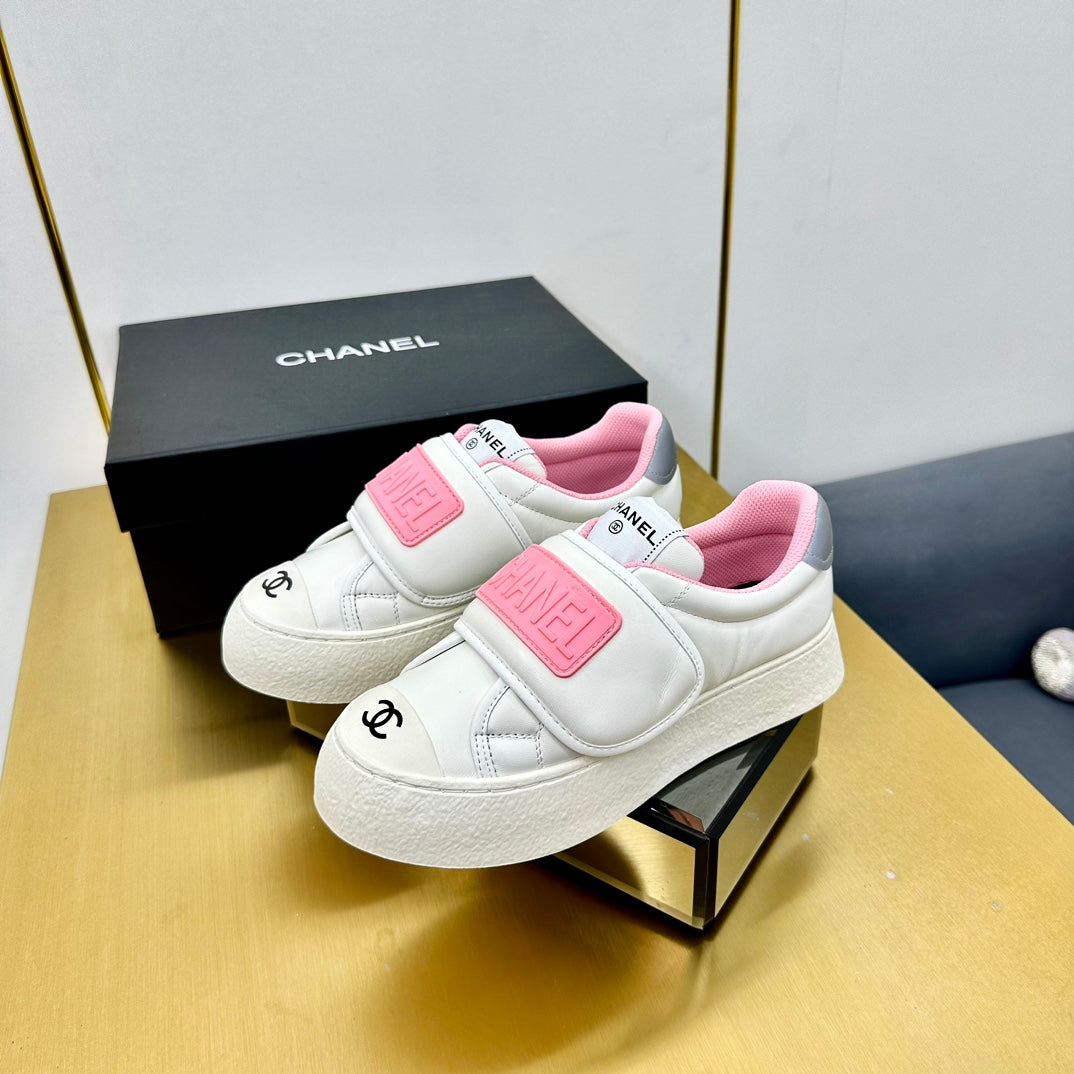 CC Velcro Strap Sneaker White Pink Sheepskin Mesh 832626