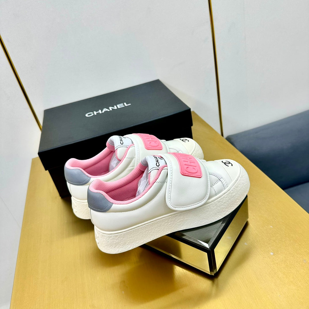 CC Velcro Strap Sneaker White Pink Sheepskin Mesh 832626