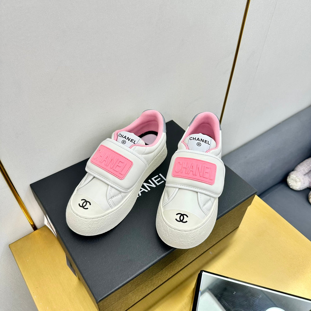 CC Velcro Strap Sneaker White Pink Sheepskin Mesh 832626