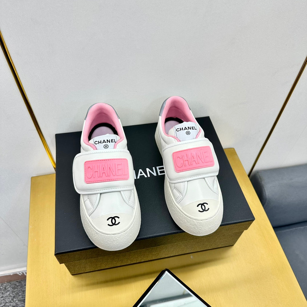 CC Velcro Strap Sneaker White Pink Sheepskin Mesh 832626
