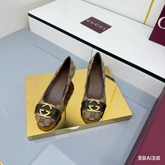 GG FW 25 Ballet Flat Brown GG Monogram Canvas C564714