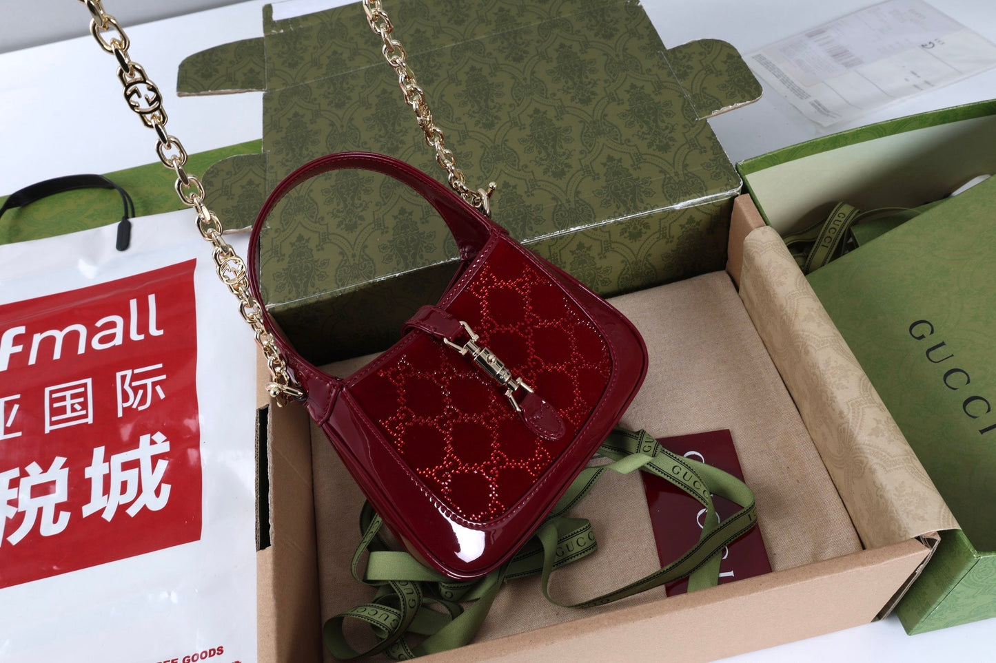 Gucci Jackie 1961 Mini Bag Red Patent Leather Crystals