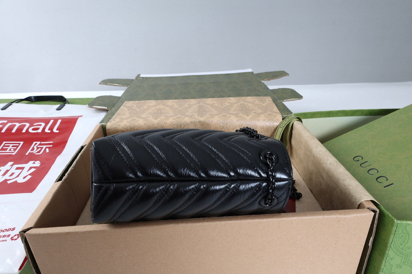Gucci 26s Marmont Nano Bucket Bag Black Quilted Leather