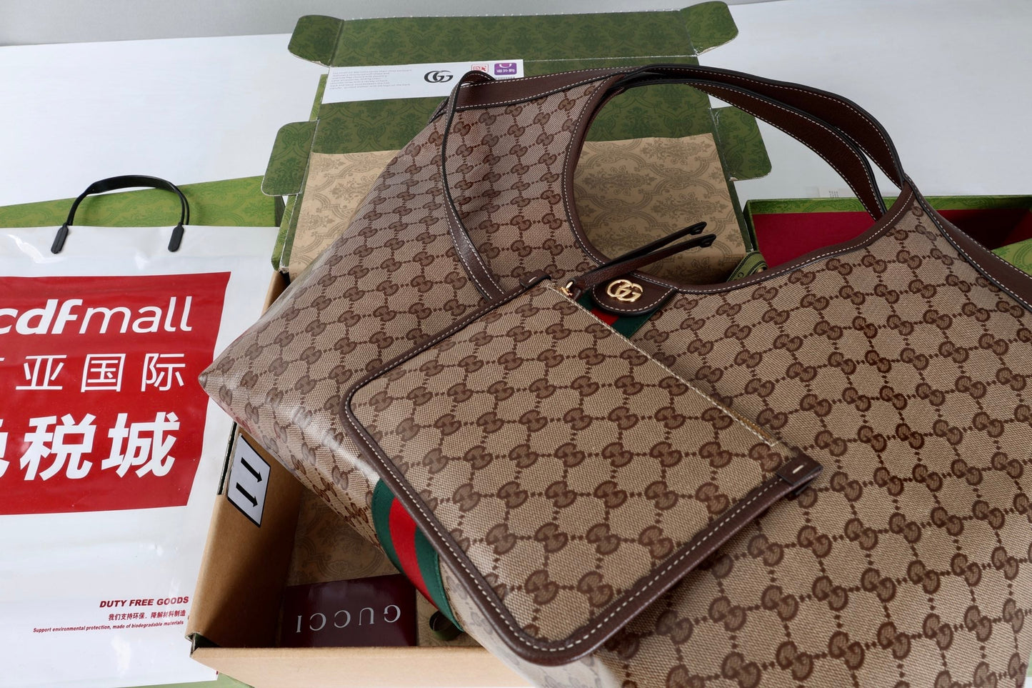 Gucci 26s Giglio Large Tote Bag Sand Brown Fabric
