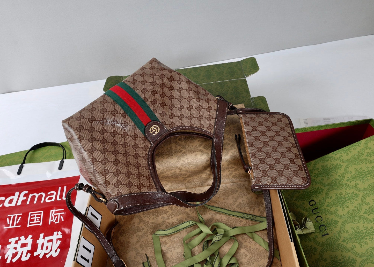 Gucci 26s Giglio Small Tote Bag Sand Brown Fabric