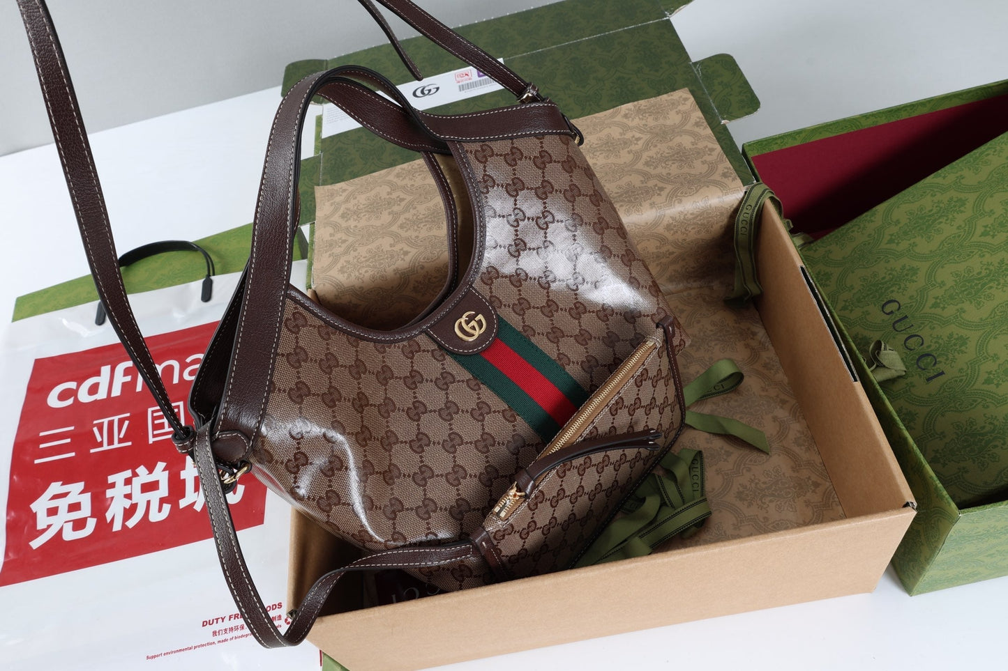 Gucci 26s Giglio Small Tote Bag Sand Brown Fabric