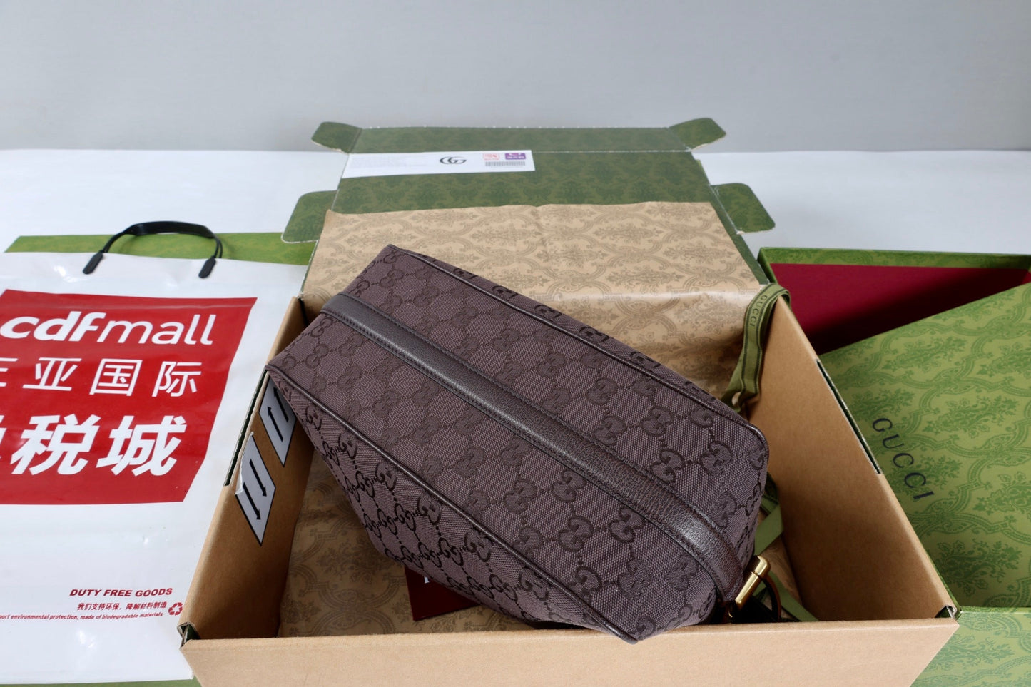 GG Half Horsebit Medium Shoulder Bag Brown Canvas