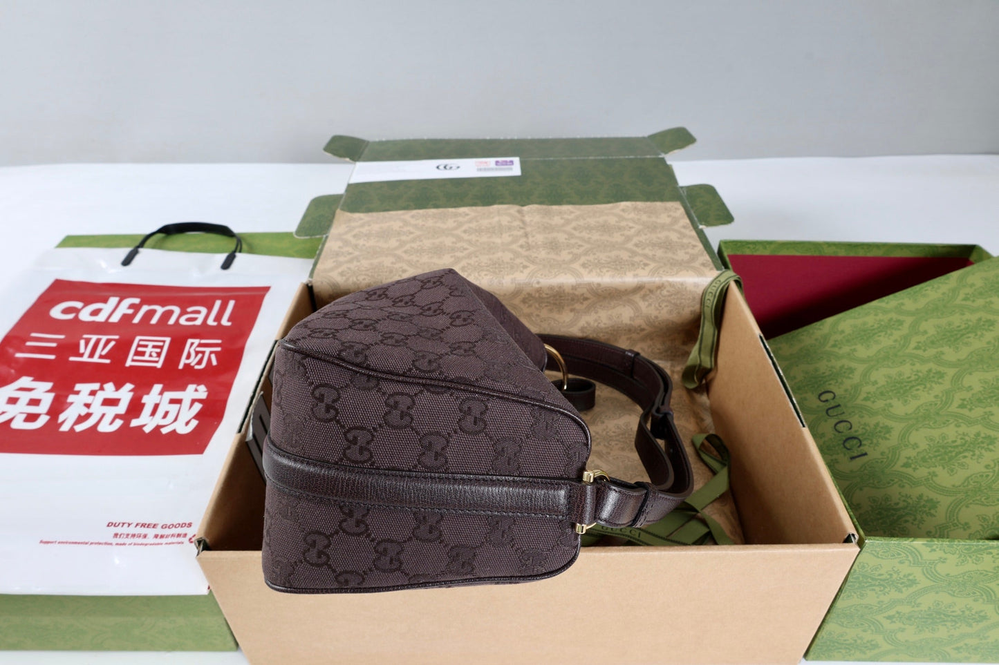 GG Half Horsebit Medium Shoulder Bag Brown Canvas